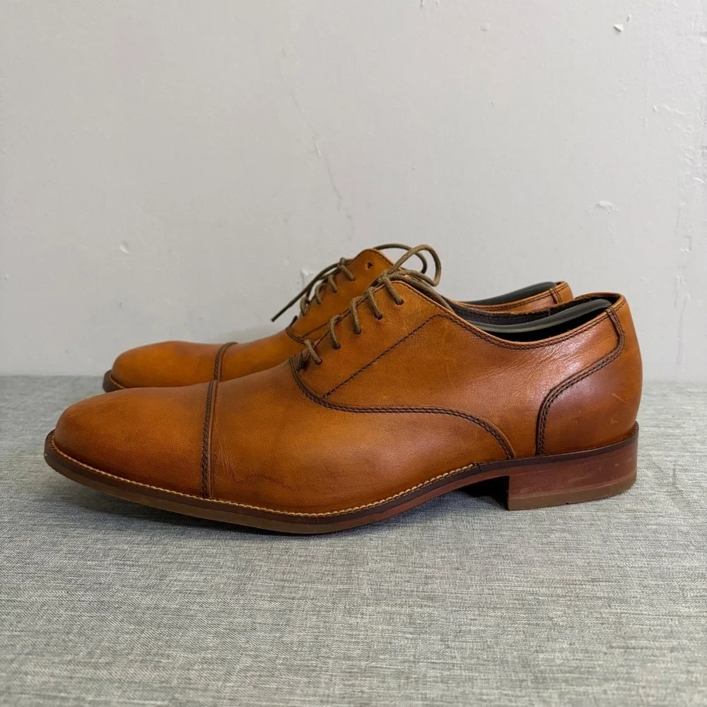 Cole Haan Oxford Dress‎ Shoes Mens 10 M Tan C12337 Cap Toe Leather Classic